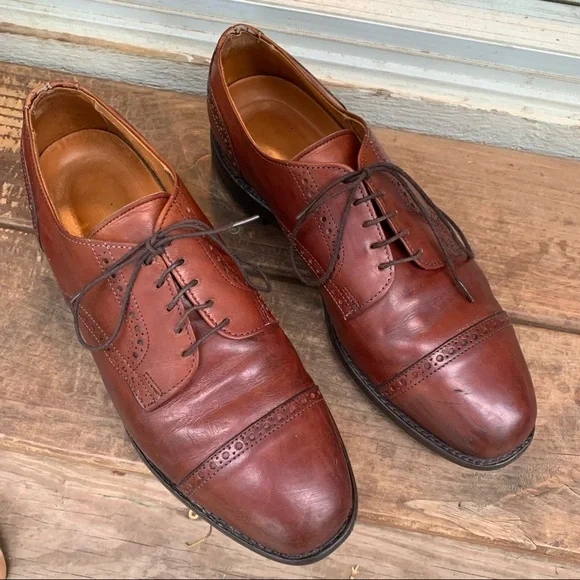Allen Edmonds Benton 10.5 B Men\'s Shoes Oxfords Allen Edmonds Benton Brown Leather Oxfords Dress Shoes Cap  main image 2